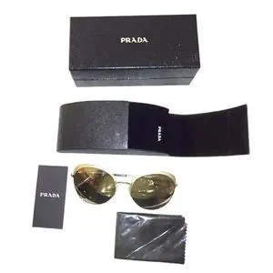 $340 Prada Round Simple Sunglasses Pale Gold Frame Brown Gradient Lens Italy Prada | Accessories | 34 Prada Round Simple Sunglasses Pale  main image 4